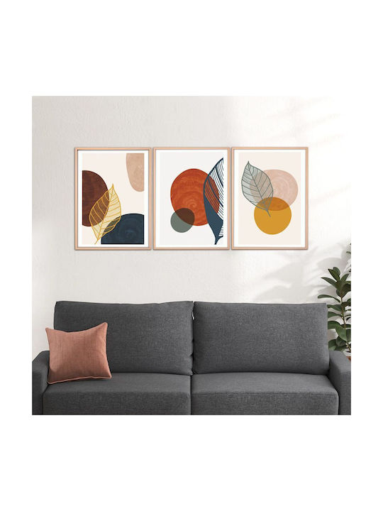 Megapap Circles Τρίπτυχος Πίνακας Ξύλινος 50x70cm