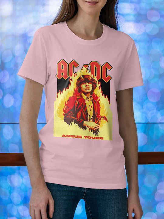 Ac/dc Angus Young Poster T-shirt AC/DC Ροζ Βαμβακερό