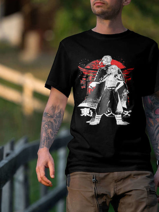 Tokyo Revengers Illustration T-shirt Black Cotton