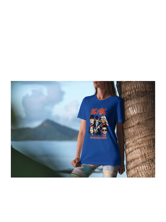 Ac/dc Poster T-shirt AC/DC Blau Baumwolle