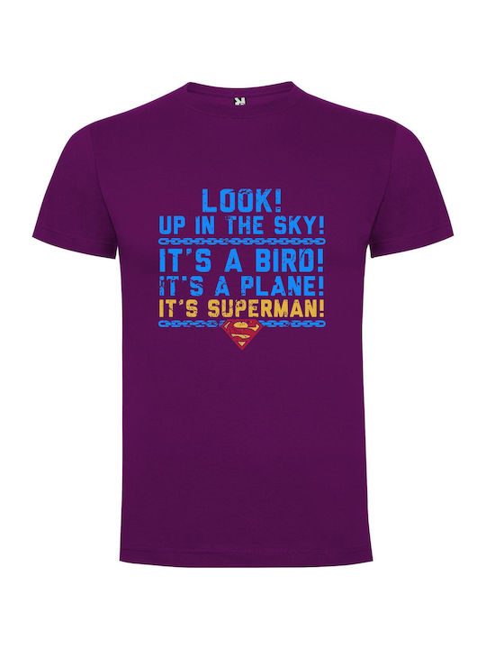 Superman Soaring High T-shirt Superman Purple Cotton