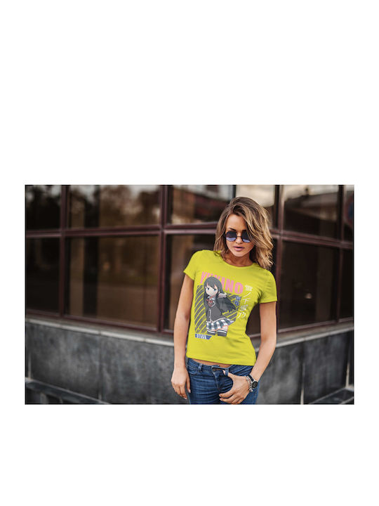 Yukino Character Poster T-shirt Yellow Cotton