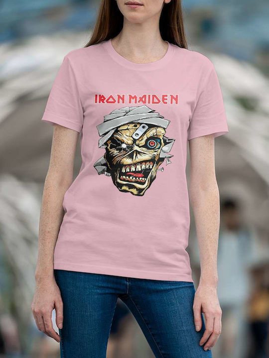 Poster T-shirt Iron Maiden Pink Cotton