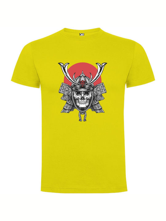 Demon Samurai Horned Helmet T-shirt Gelb Baumwolle