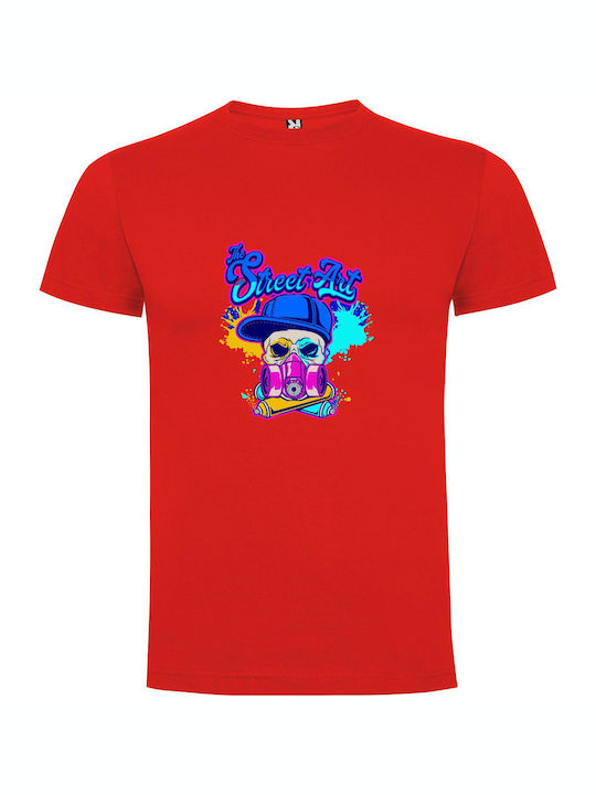 Masked Urban Artistry T-shirt Red Cotton