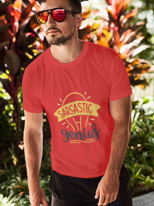 Sarcastic Genius T-shirt Red Cotton