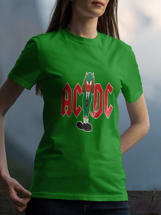 Cartoon Devil T-shirt AC/DC Grün Baumwolle