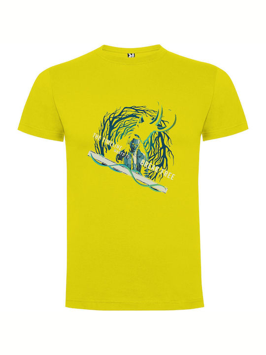 Unleash Breakcore's Timeline T-shirt Yellow Cotton