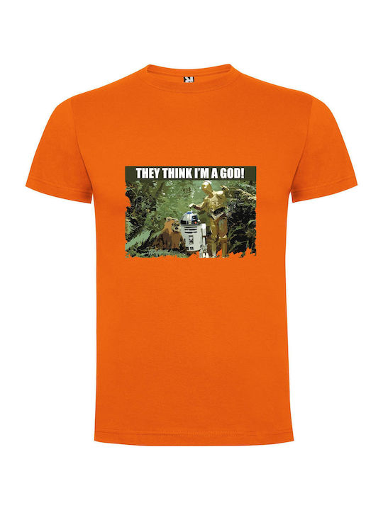 Divine Robotics: Star Wars T-shirt Star Wars Orange Cotton