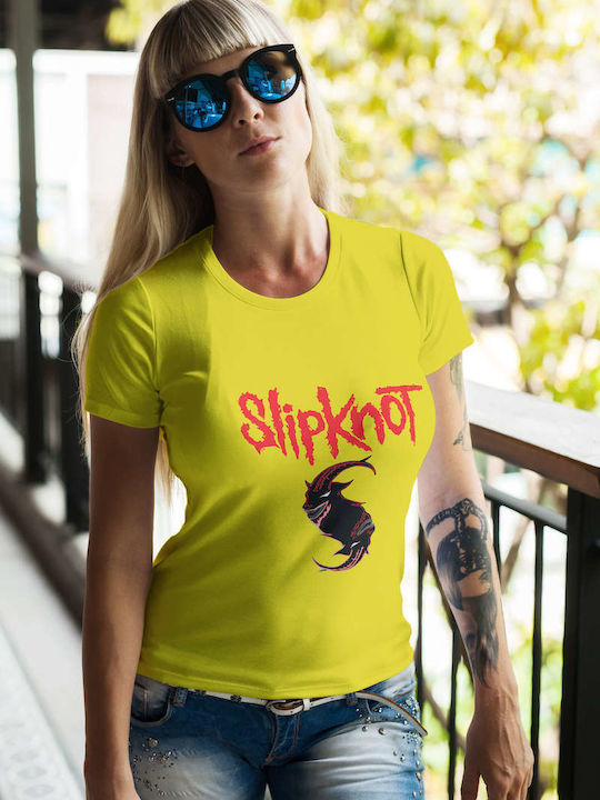 Slipknot Goat Artwork T-shirt Slipknot Yellow Cotton