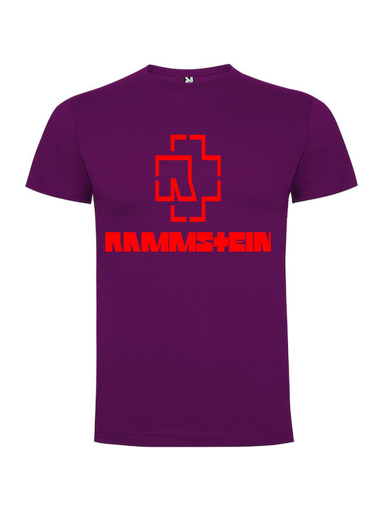 Rammstein Logo T-shirt Μωβ Βαμβακερό