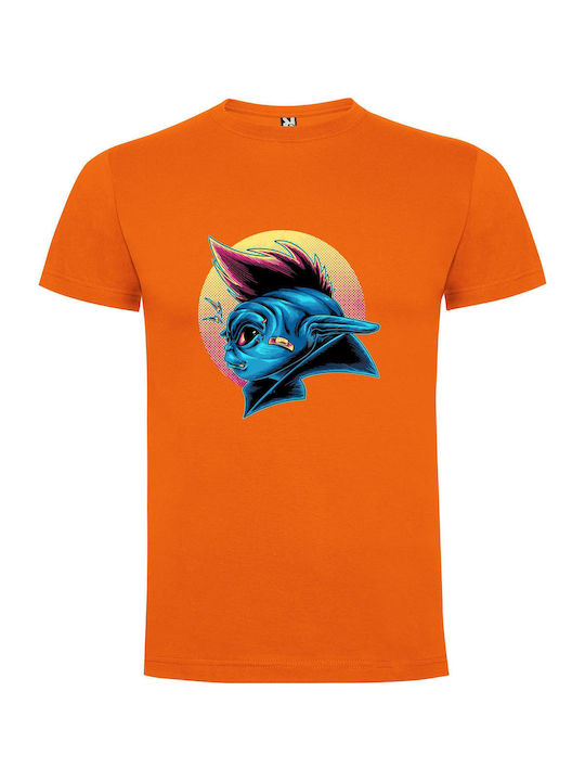 Fanciful Goblin Gallery T-shirt Orange Cotton