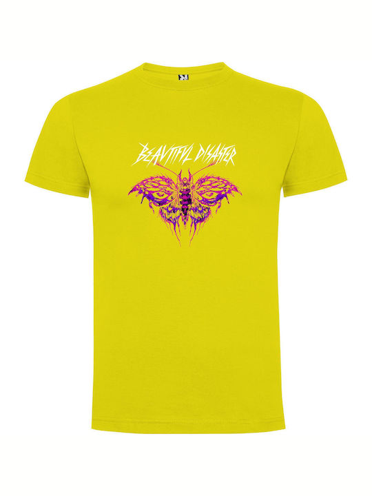 Majestic Hd Butterfly Art T-shirt Κίτρινο Βαμβακερό