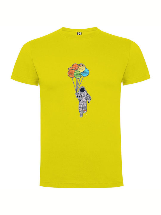 Cosmic Balloon Voyage T-shirt Κίτρινο Βαμβακερό