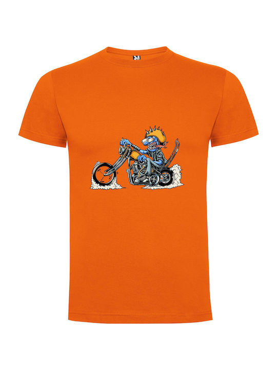 Metal Muppet Motorcycle Madness T-shirt Orange Cotton