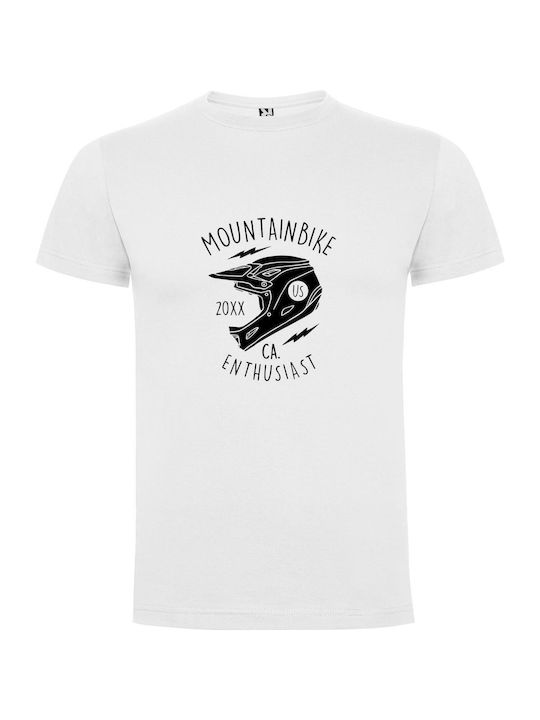 Mountainbrand Helmet Design T-shirt Λευκό Βαμβακερό