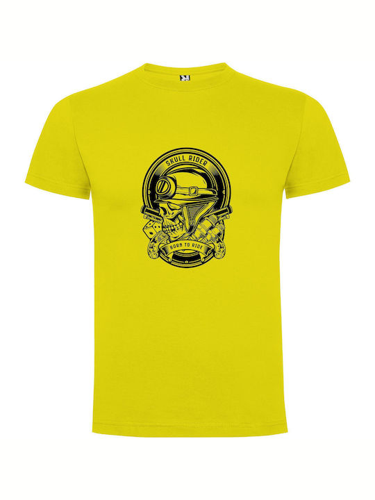 Skull T-shirt Yellow Cotton