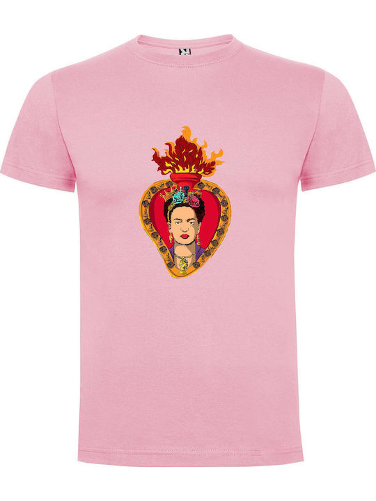 Regal Frida: Transcendent Art T-shirt Frida Kahlo Pink Cotton