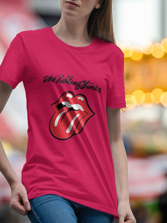 T-shirt Rolling Stones Φούξια Βαμβακερό