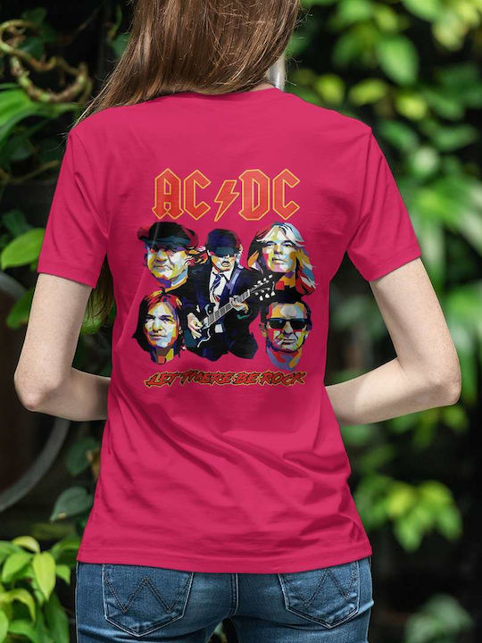 Ac/dc Poster T-shirt AC/DC Fuchsie Baumwolle