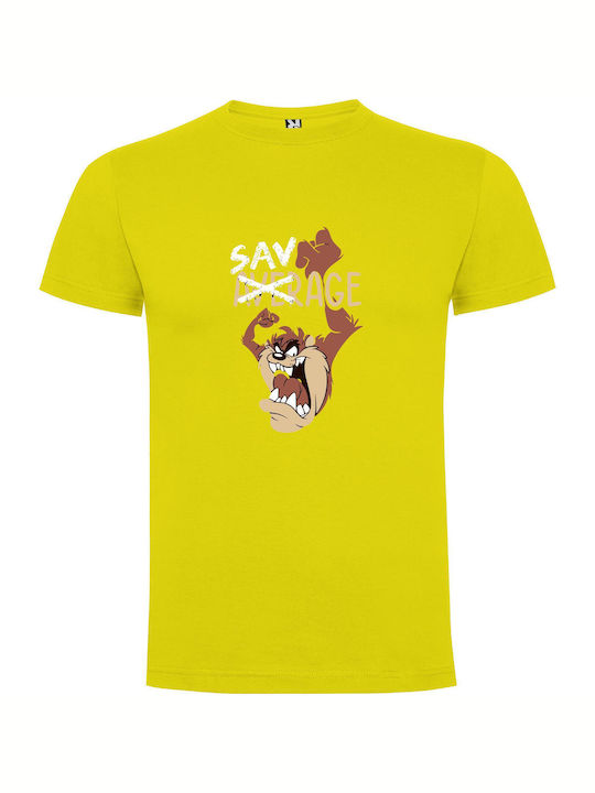 Fierce Vengeance: Savage Monster T-shirt Yellow Cotton