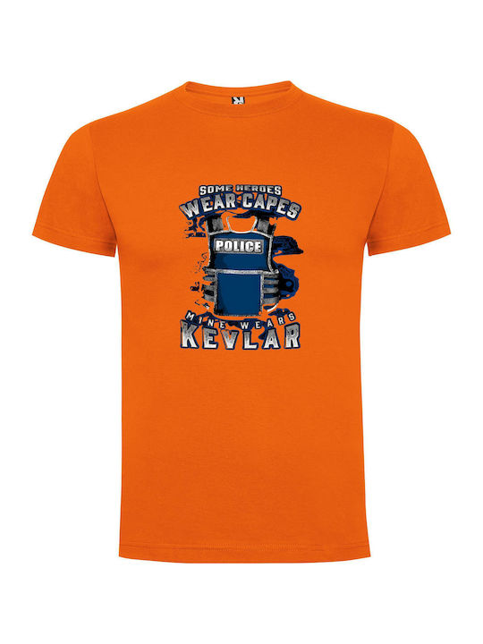 Heroic Cape And Shield T-shirt Orange Cotton