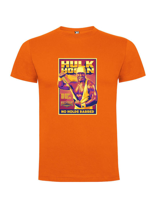 Hulkish Artwork: No Horns T-shirt Orange Cotton