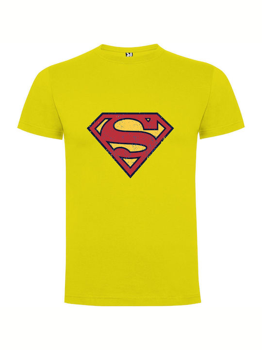 Vintage Superman Emblem T-shirt Superman Yellow Cotton