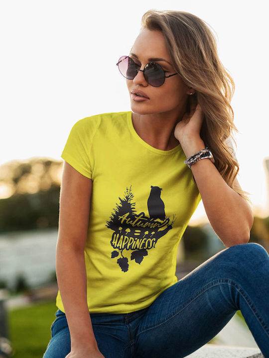 Autumn Nature Silhouette T-shirt Yellow Cotton