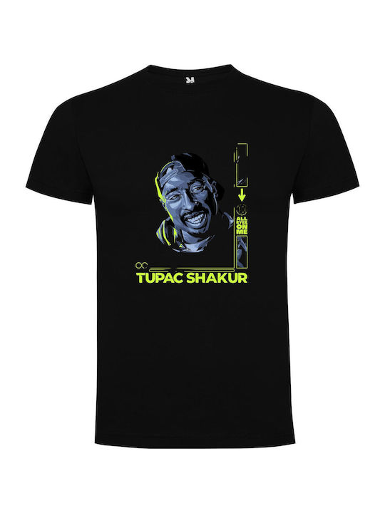 Eternal Resonance: Tupac's Legacy T-shirt Μαύρο Βαμβακερό