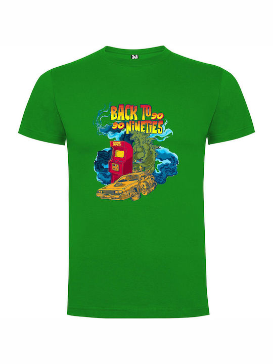 Retro Kaiju T-shirt Green Cotton