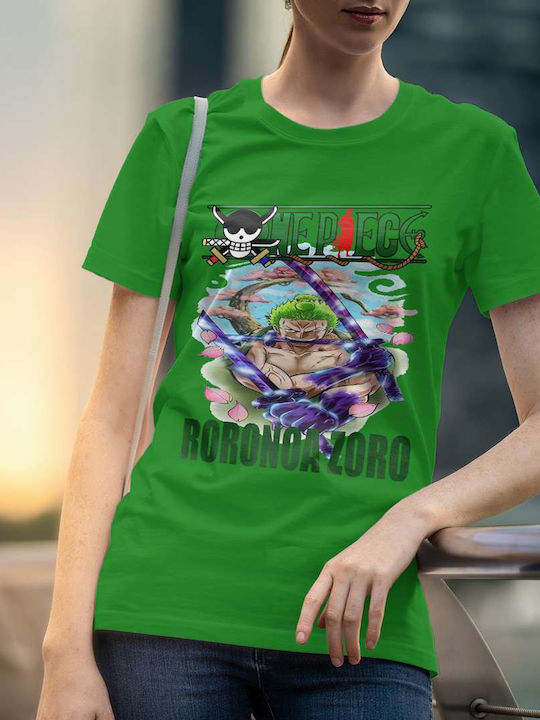 Zoro Tricou One Piece Verde Bumbac