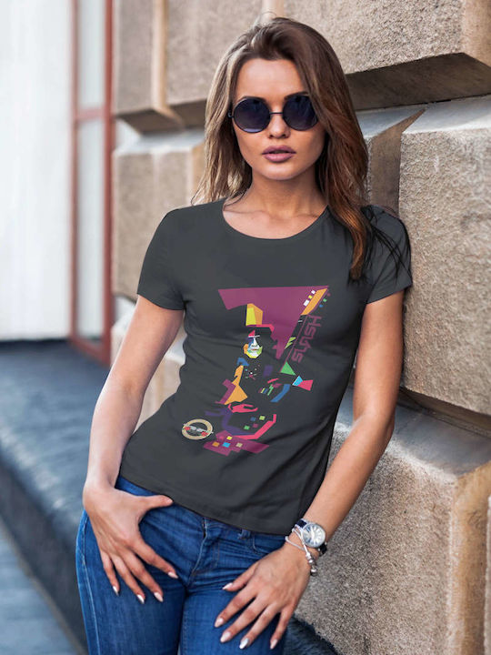 Colorful Abstract Guitarist T-shirt Μαύρο Βαμβακερό