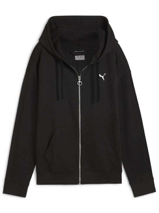 Damen Sweatshirtjacke Kapuzen Schwarz