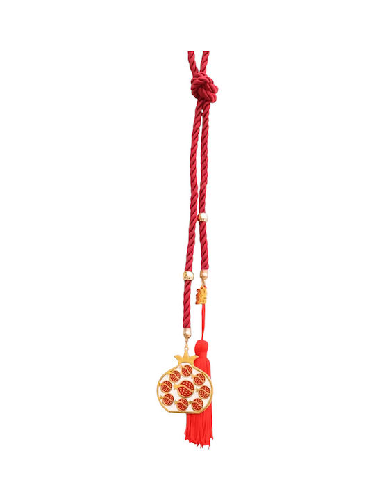 Kalliopi Silver Handmade Hanging Lucky Charm Pomegranate Red made of Wood 2025 7x7cm 1pcs