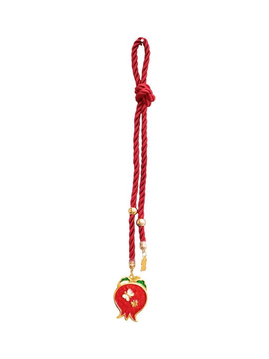 Kalliopi Silver Handmade Hanging Lucky Charm Pomegranate Red made of Wood 2025 5x7cm 1pcs