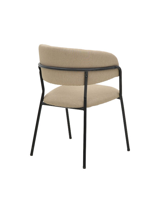 Morel Dining Room Velvet Chair Μπεζ, Μαύρο 55x55x76cm