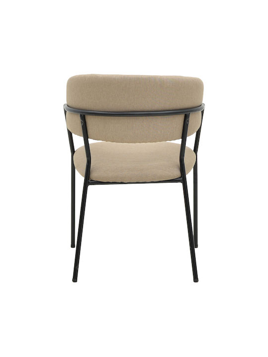 Morel Dining Room Velvet Chair Beige, Black 55x55x76cm