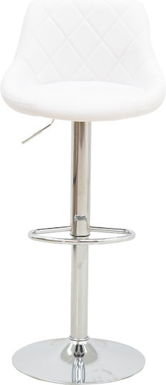 Stool Bar Boronez with Back & Adjustable Height White 47x49x112cm
