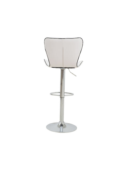 Stool Bar Jorine with Back & Adjustable Height White 53x44x114cm