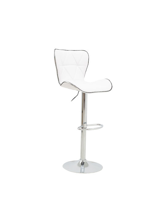 Stool Bar Jorine with Back & Adjustable Height White 53x44x114cm