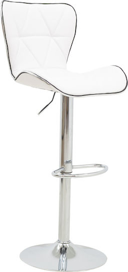 Stool Bar Jorine with Back & Adjustable Height White 53x44x114cm