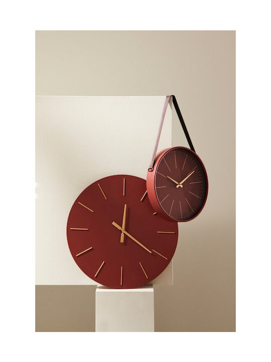 Bizzotto Timely Ρολόι Τοίχου Ξύλινο Κόκκινο 40x6cm