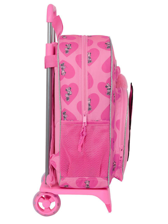 School Bag with Wheels Minnie Mouse Loving Pink 33 X 42 X 14 Cm