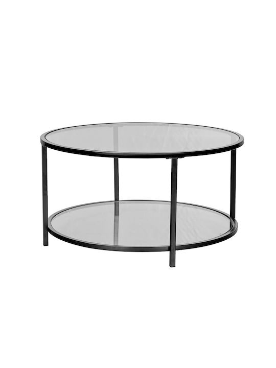 Rotund Măsuță de Cafea Moon de Sticlă Transparent Black L80xP80xH42cm.