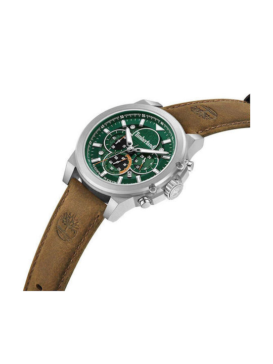 Timberland Men's Watch 46mm Chronograph Battery with Brown Leather Strap