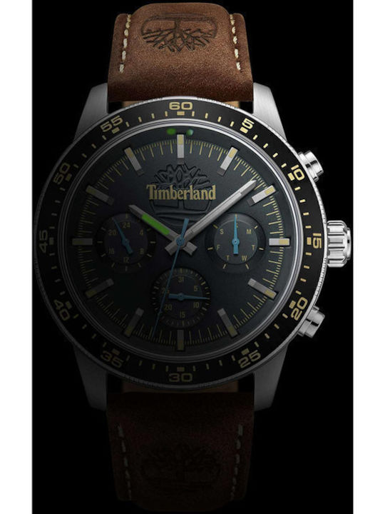 Timberland Ανδρικό Ρολόι 44mm Μπαταρίας με Καφέ Δερμάτινο Λουράκι