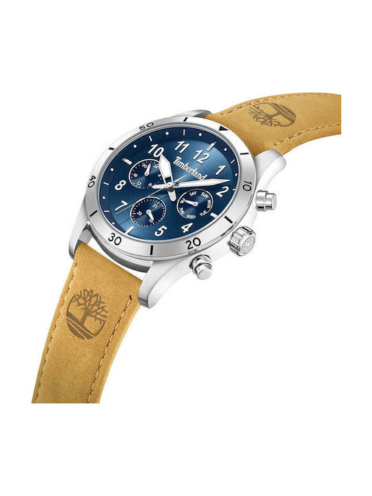 Timberland Ashmont Ανδρικό Ρολόι 44mm Χρονογράφος Μπαταρίας με Καφέ Δερμάτινο Λουράκι
