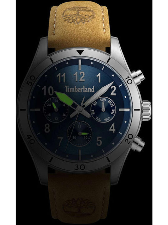 Timberland Ashmont Ανδρικό Ρολόι 44mm Χρονογράφος Μπαταρίας με Καφέ Δερμάτινο Λουράκι