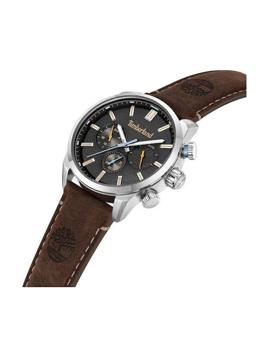 Timberland Henniker Ii Ανδρικό Ρολόι 46mm Χρονογράφος Μπαταρίας με Καφέ Δερμάτινο Λουράκι